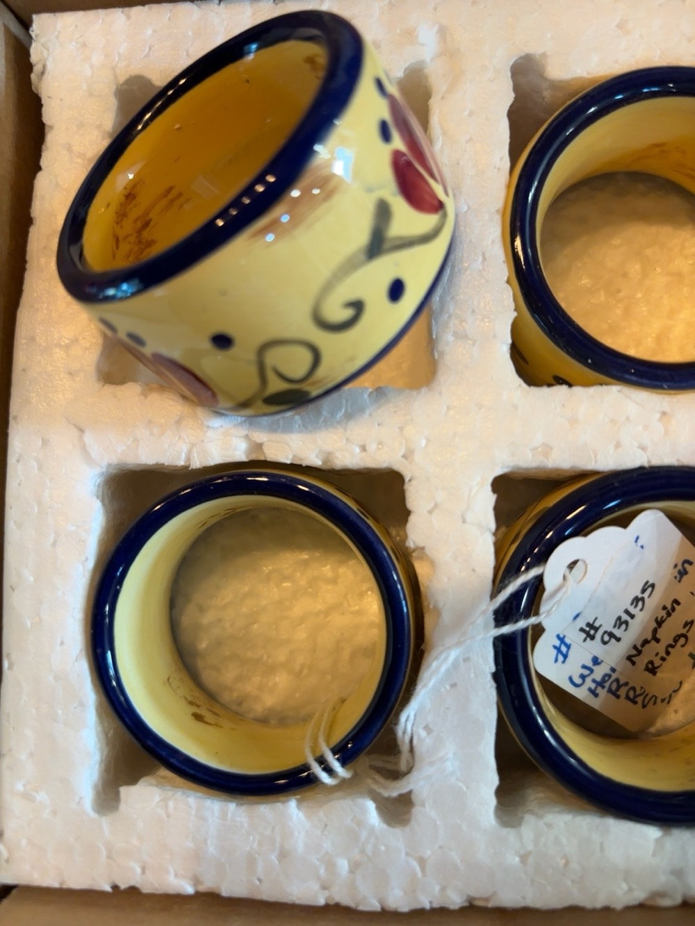 Vintage Home & Garden Party Welcome Home Hand Painted Napkin Rings Set of 4